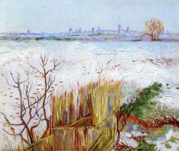 Landschaft im Schnee Werke - Snowy Landschaft mit Arles im Hintergrund Vincent van Gogh